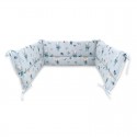 Qmini - Aparatoare pentru patut 120x60 cm Din bumbac certificat Oeko Tex Standard 100 180x30 cm Cu panglici Fox and Rabbit Blue