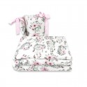 Qmini - Lenjerie patut 3 piese Cu protectie laterala Din bumbac certificat Oeko Tex Standard 100 Pentru patut 120x60 cm Dream Ca