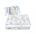 Qmini - Lenjerie patut 3 piese Cu protectie laterala Din bumbac certificat Oeko Tex Standard 100 Pentru patut 140x70 cm Teddy Be