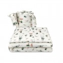 Qmini - Lenjerie patut 3 piese Cu protectie laterala Din bumbac certificat Oeko Tex Standard 100 Pentru patut 140x70 cm Fox and 