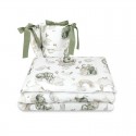 Qmini - Lenjerie patut 3 piese Cu protectie laterala Din bumbac certificat Oeko Tex Standard 100 Pentru patut 140x70 cm Elephant