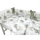 Qmini - Lenjerie patut 3 piese Cu protectie laterala Din bumbac certificat Oeko Tex Standard 100 Pentru patut 140x70 cm Elephant