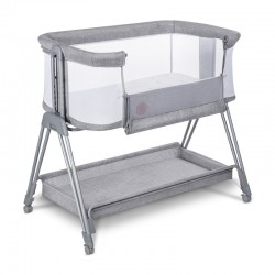 Lionelo - Patut co-sleeper Luna 2 in 1 Cu laterala culisanta Cu setare unghiulara Cu roti Reglabil in 6 pozitii pe inaltime Gri 