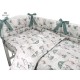 MimiNu - Lenjerie patut 3 piese Cu protectie laterala Din bumbac certificat Oeko Tex Standard 100 Pentru patut 120x60 cm Parachu