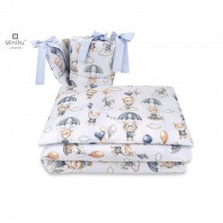 MimiNu - Lenjerie patut 3 piese Cu protectie laterala Din bumbac certificat Oeko Tex Standard 100 Pentru patut 120x60 cm Parachu