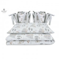 MimiNu - Lenjerie patut cu 4 piese Cu doua protectii laterale Din bumbac certificat Oeko Tex Standard 100 Pentru patut 120x60 cm