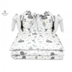 MimiNu - Lenjerie patut cu 4 piese Cu doua protectii laterale Din bumbac certificat Oeko Tex Standard 100 Pentru patut 120x60 cm