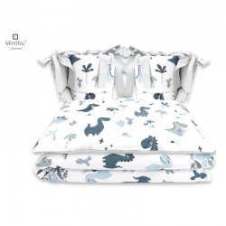 MimiNu - Lenjerie patut cu 4 piese Cu doua protectii laterale Din bumbac certificat Oeko Tex Standard 100 Pentru patut 120x60 cm