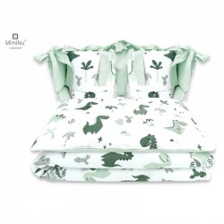 MimiNu - Lenjerie patut cu 4 piese Cu doua protectii laterale Din bumbac certificat Oeko Tex Standard 100 Pentru patut 120x60 cm