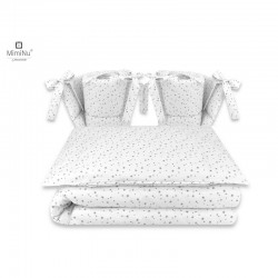 MimiNu - Lenjerie patut cu 4 piese Cu doua protectii laterale Din bumbac certificat Oeko Tex Standard 100 Pentru patut 120x60 cm