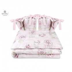 MimiNu - Lenjerie patut cu 4 piese Cu doua protectii laterale Din bumbac certificat Oeko Tex Standard 100 Pentru patut 120x60 cm