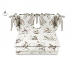 MimiNu - Lenjerie patut cu 4 piese Cu doua protectii laterale Din bumbac certificat Oeko Tex Standard 100 Pentru patut 120x60 cm