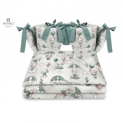 MimiNu - Lenjerie patut cu 4 piese Cu doua protectii laterale Din bumbac certificat Oeko Tex Standard 100 Pentru patut 120x60 cm