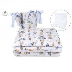 MimiNu - Set lenjerie patut 5 piese Cu pilota si perna Din bumbac certificat Oeko Tex Standard 100 Pentru patut 120x60 cm Parach