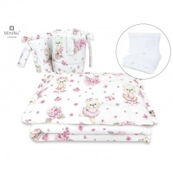 MimiNu - Set lenjerie patut 5 piese Cu volanase Cu pilota si perna Din bumbac certificat Oeko Tex Standard 100 Pentru patut 120x