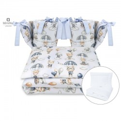 MimiNu - Set lenjerie patut cu 6 piese Cu pilota si perna Cu doua aparatori laterale Din bumbac certificat Oeko Tex Standard 100