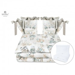 MimiNu - Set lenjerie patut cu 6 piese Cu pilota si perna Cu doua aparatori laterale Din bumbac certificat Oeko Tex Standard 100