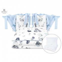 MimiNu - Set lenjerie patut cu 6 piese Cu pilota si perna Cu doua aparatori laterale Din bumbac certificat Oeko Tex Standard 100