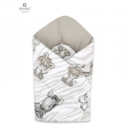 MimiNu - Paturica de infasat cu doua fete Cu multiple utilizari Cu inchidere arici velcro Dimensiune 75x75 cm Din bumbac certifi