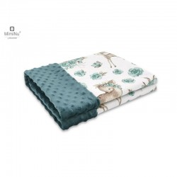 MimiNu - Paturica pufoasa cu doua fete Dimensiune 75x100 cm Din tesatura Minky si bumbac Materiale certificate Oeko Tex Standard