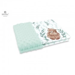 MimiNu - Paturica pufoasa cu doua fete Dimensiune 75x100 cm Din tesatura Minky si bumbac Materiale certificate Oeko Tex Standard