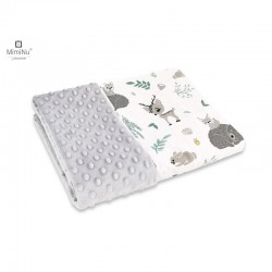 MimiNu - Paturica pufoasa cu doua fete Dimensiune 75x100 cm Din tesatura minky si bumbac Materiale certificate Oeko Tex Standard