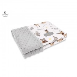 MimiNu - Paturica pufoasa cu doua fete Dimensiune 75x100 cm Din tesatura minky si bumbac Materiale certificate Oeko Tex Standard