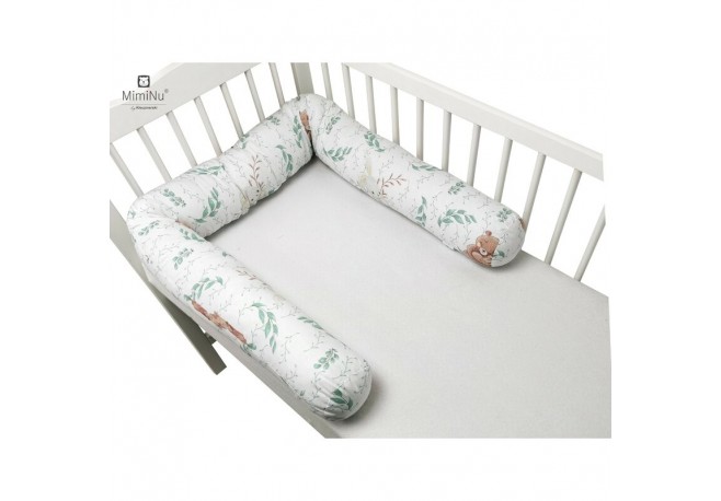 MimiNu - Aparatoare tip rulou pentru patut Lungime 180 cm Din bumbac certificat Oeko Tex Standard 100 Cu diametru de 10 cm Lulu 