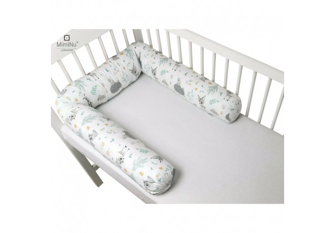MimiNu - Aparatoare tip rulou pentru patut Lungime 180 cm Din bumbac certificat Oeko Tex Standard 100 Cu diametru de 10 cm Fores