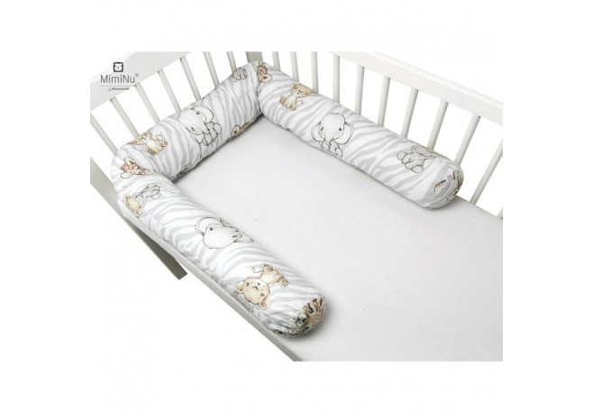 MimiNu - Aparatoare tip rulou pentru patut Lungime 180 cm Din bumbac certificat Oeko Tex Standard 100 Cu diametru de 10 cm Safar