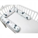 MimiNu - Aparatoare tip rulou pentru patut Lungime 180 cm Din bumbac certificat Oeko Tex Standard 100 Cu diametru de 10 cm Dino 