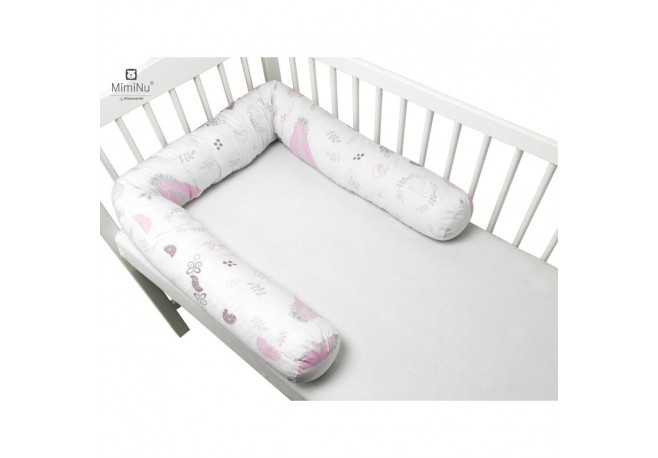 MimiNu - Aparatoare tip rulou pentru patut Lungime 180 cm Din bumbac certificat Oeko Tex Standard 100 Cu diametru de 10 cm Baby 