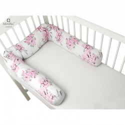 MimiNu - Aparatoare tip rulou pentru patut Lungime 180 cm Din bumbac certificat Oeko Tex Standard 100 Cu diametru de 10 cm Peoni