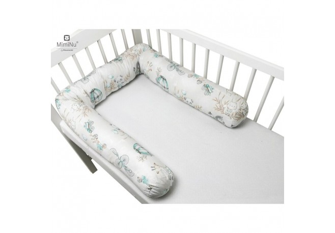 MimiNu - Aparatoare tip rulou pentru patut Lungime 180 cm Din bumbac certificat Oeko Tex Standard 100 Cu diametru de 10 cm Desig