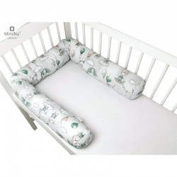 MimiNu - Aparatoare tip rulou pentru patut Lungime 180 cm Din bumbac certificat Oeko Tex Standard 100 Cu diametru de 10 cm Parac