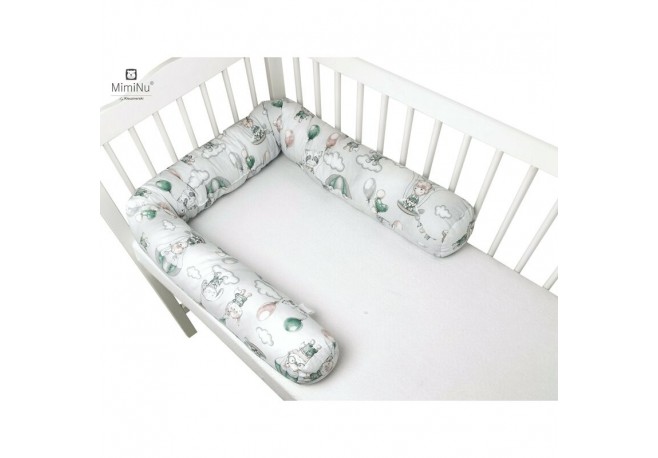 MimiNu - Aparatoare tip rulou pentru patut Lungime 180 cm Din bumbac certificat Oeko Tex Standard 100 Cu diametru de 10 cm Parac