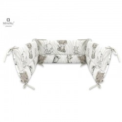 MimiNu - Aparatoare pentru patut 120x60 cm Din bumbac certificat Oeko Tex Standard 100 Cu inaltimea de 30 cm Cu panglici Safari 