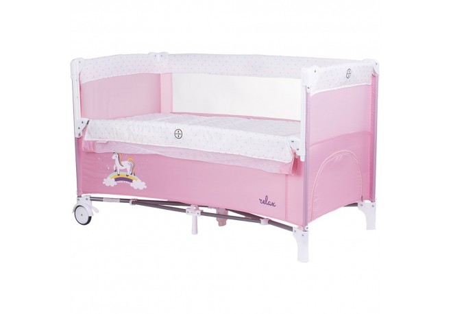 Patut pliabil Chipolino Relax rose water cu laterala culisanta