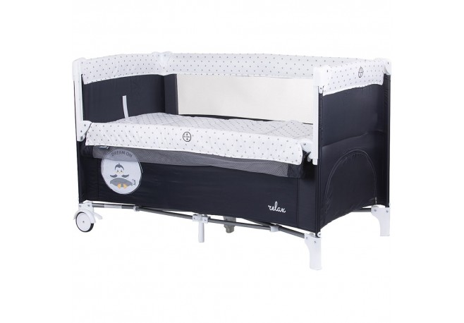 Patut pliabil Chipolino Relax ebony cu laterala culisanta