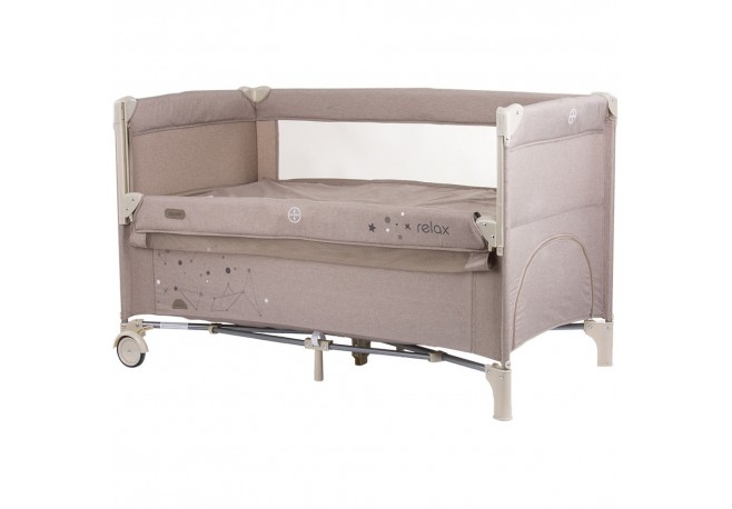 Patut pliabil Chipolino Relax sand linen cu laterala culisanta