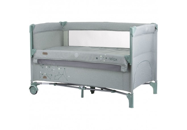 Patut pliabil Chipolino Relax aloe linen cu laterala culisanta