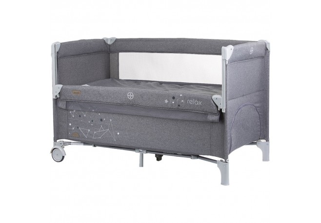 Patut pliabil Chipolino Relax glacier linen cu laterala culisanta