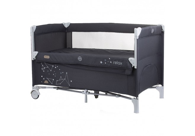 Patut pliabil Chipolino Relax ebony linen cu laterala culisanta
