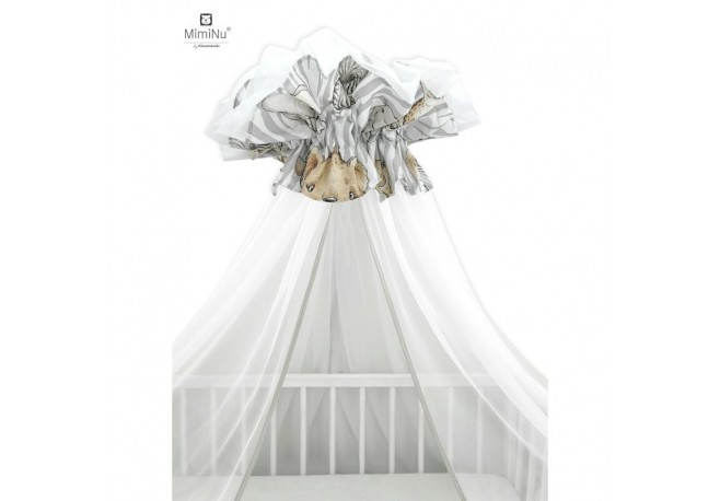 MimiNu - Baldachin mare din tull Cu funda din bumbac Dimensiune 400x170 cm Materiale certificate Oeko Tex Standard 100 Safari Na