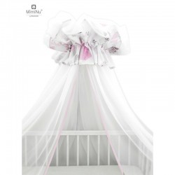 MimiNu - Baldachin mare din tull Cu funda din bumbac Dimensiune 400x170 cm Materiale certificate Oeko Tex Standard 100 Baby Show