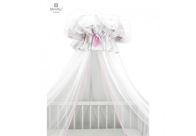 MimiNu - Baldachin mare din tull Cu funda din bumbac Dimensiune 400x170 cm Materiale certificate Oeko Tex Standard 100 Baby Show
