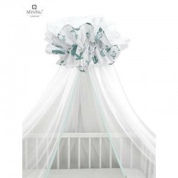 MimiNu - Baldachin mare din tull Cu funda din bumbac Dimensiune 400x170 cm Materiale certificate Oeko Tex Standard 100 Dino Mint