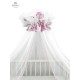 MimiNu - Baldachin mare din tull Cu funda din bumbac Dimensiune 400x170 cm Materiale certificate Oeko Tex Standard 100 Peonie Pi