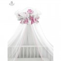 MimiNu - Baldachin mare din tull Cu funda din bumbac Dimensiune 400x170 cm Materiale certificate Oeko Tex Standard 100 Peonie Pi