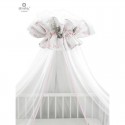 MimiNu - Baldachin mare din tull Cu funda din bumbac Dimensiune 400x170 cm Materiale certificate Oeko Tex Standard 100 Lulu Rose